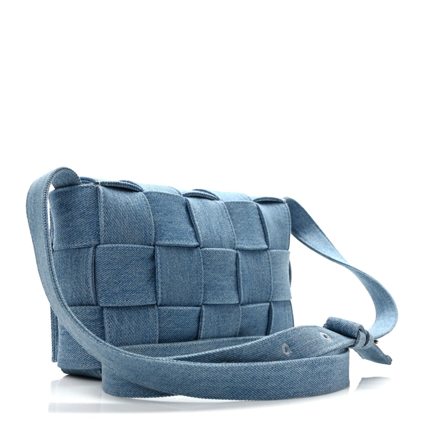 Denim Maxi Intrecciato Cassette Crossbody Bag Washed Indigo