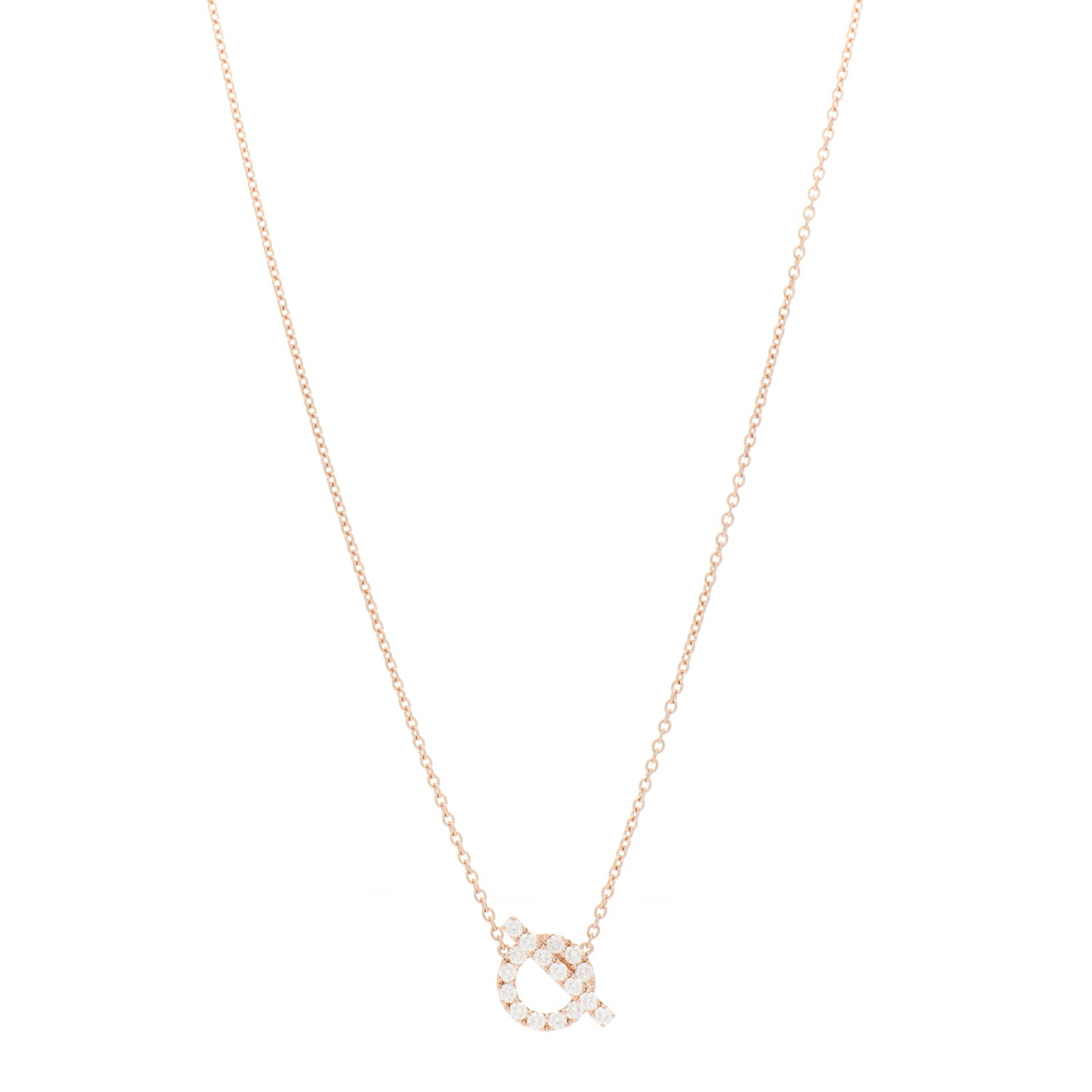 Hermes 18K Rose Gold Diamond Finesse Pendant Necklace 1 of 4