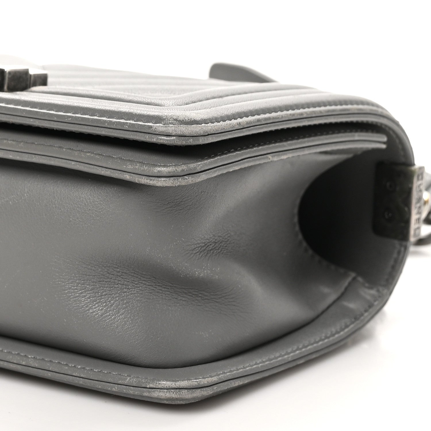 Chanel Calfskin Chevron Quilted Small Boy Flap Grey 10 of 11