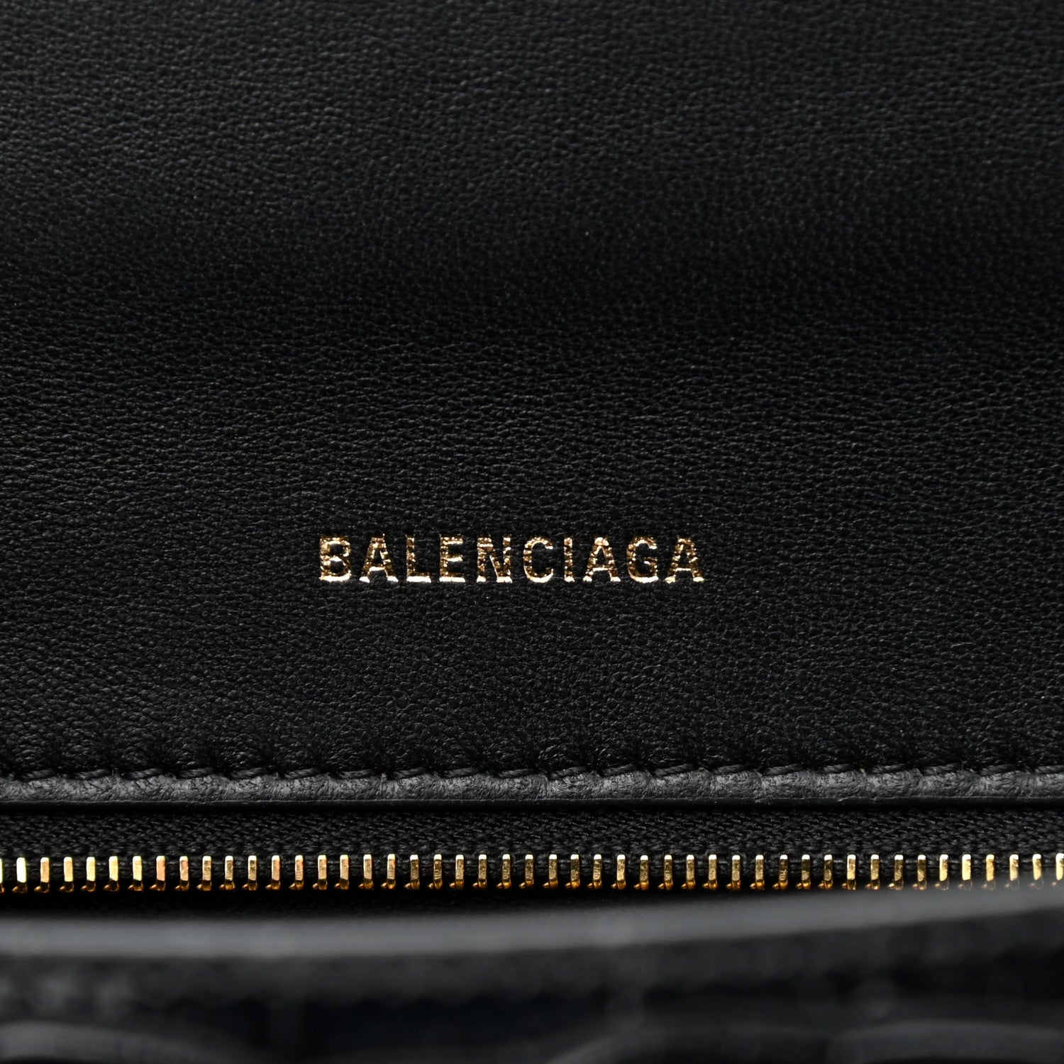 Balenciaga Shiny Calfskin Crocodile Embossed Small Hourglass Top Handle Bag Black 6 of 12