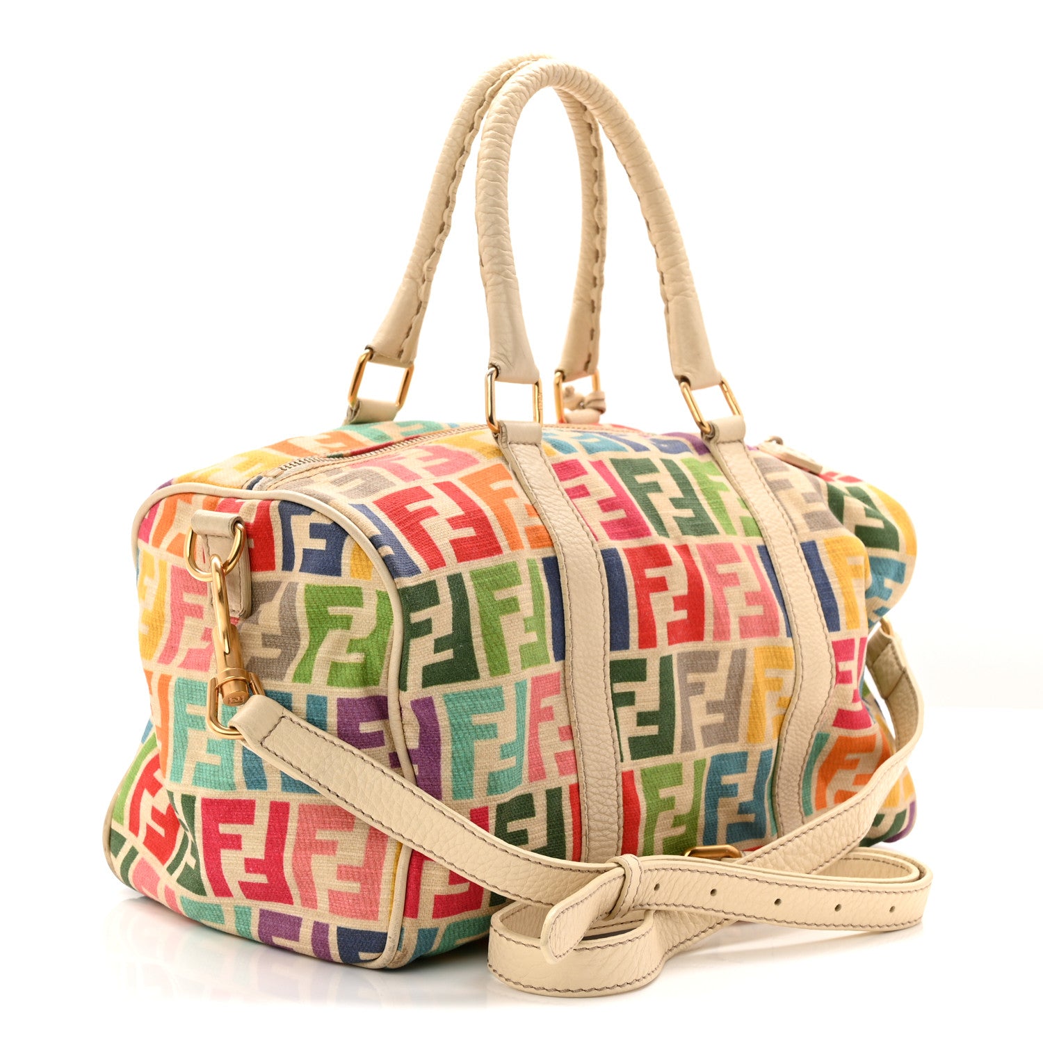 Fendi Zucca Spalmati Vitello Medium FF Multicolor Boston White 4 of 14