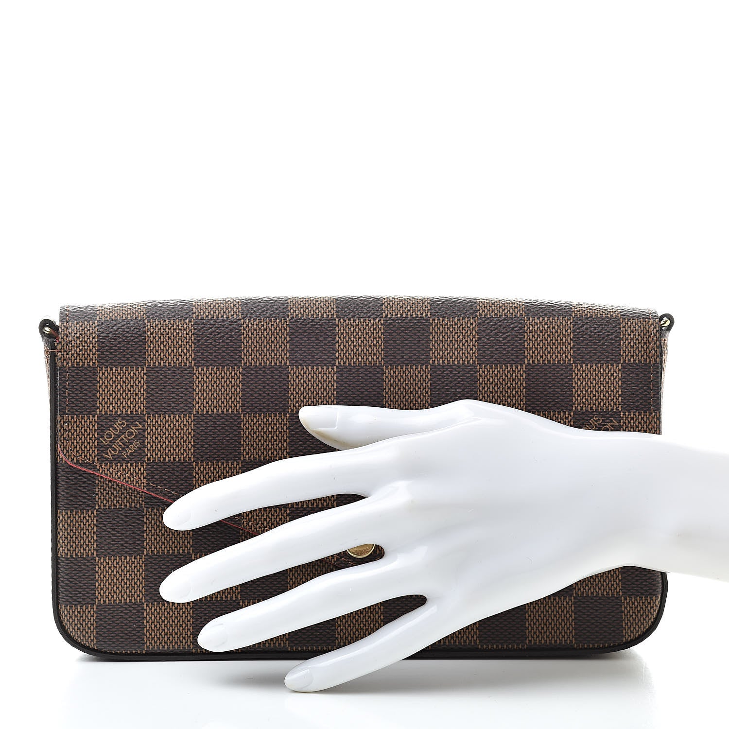 Louis Vuitton Damier Ebene Pochette Felicie Chain Wallet 2 of 9