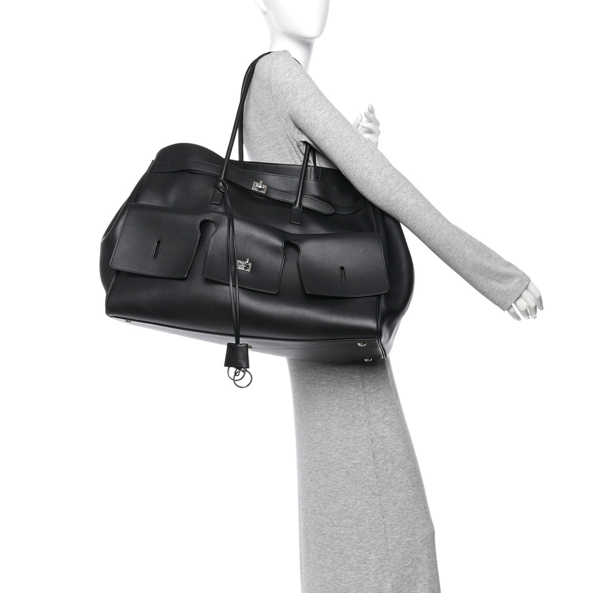 Balenciaga Smooth Calfskin XL Bel Air Carry All Bag Black 2 of 12
