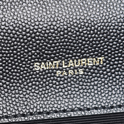 Saint Laurent Grain De Poudre Textured Mixed Matelasse Triquilt Medium Monogram Satchel Black 6 of 8