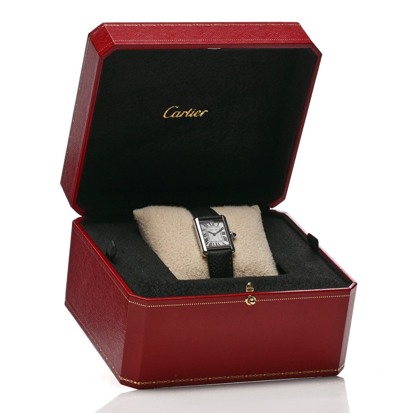 Stainless Steel Calfskin 22mm Must de Cartier Tank Quartz Watch