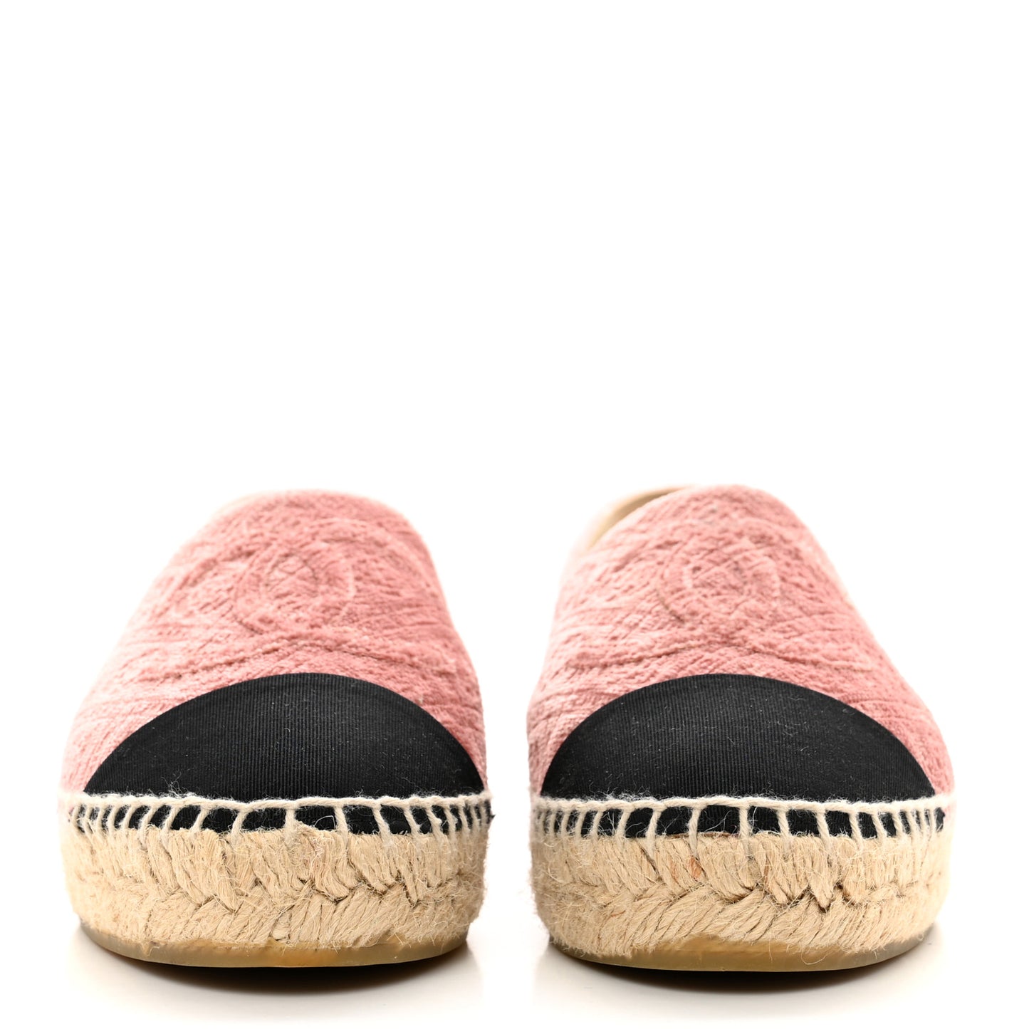 Velvet Grosgrain Quilted Camellia CC Espadrilles 35 Pink Black