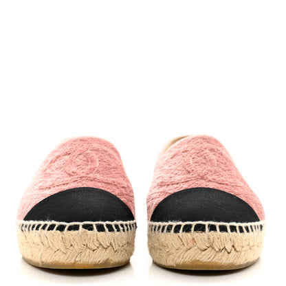 Chanel Velvet Grosgrain Quilted Camellia CC Espadrilles 35 Pink Black 2 of 9