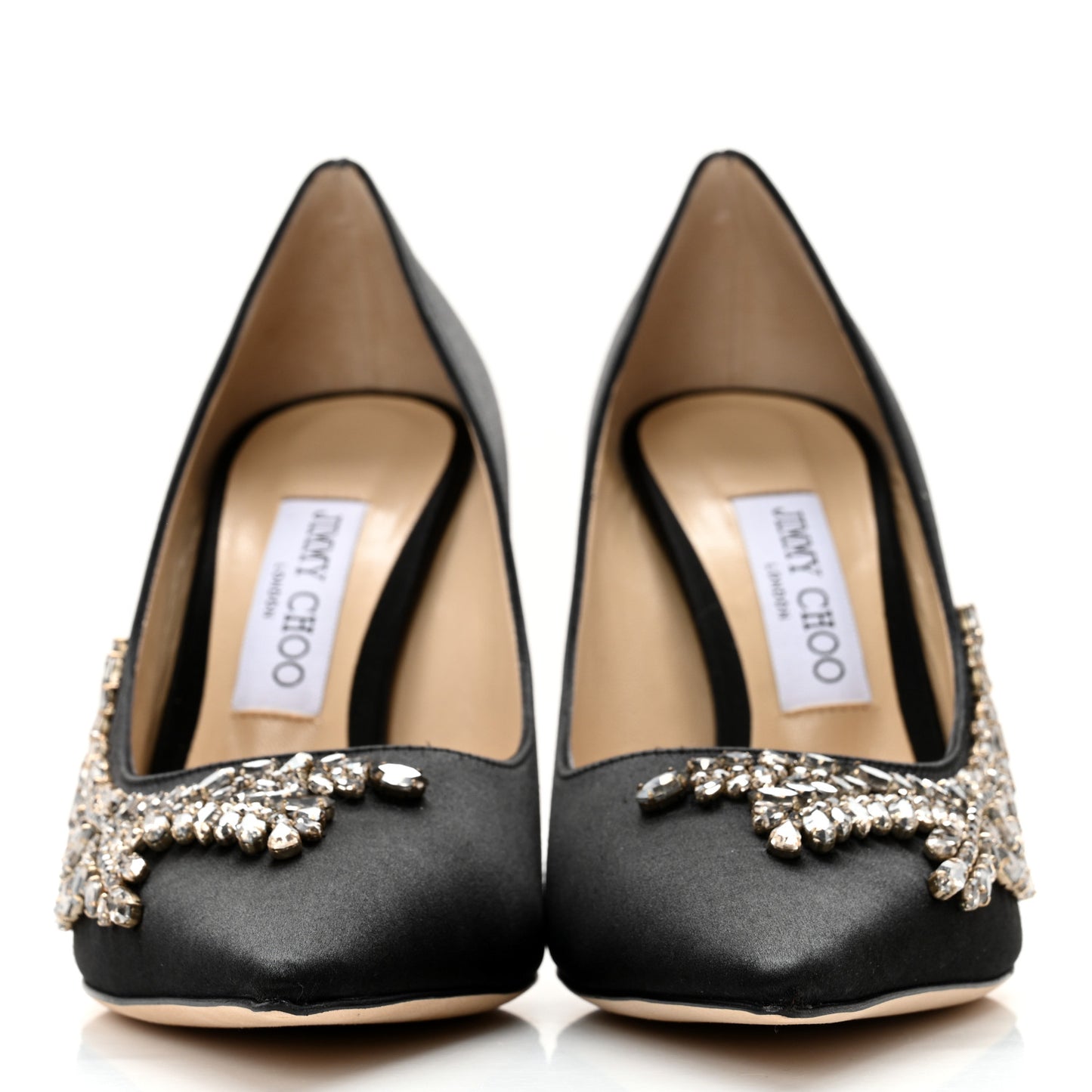 Satin Crystal Embellished Love 85mm Pumps 39 Black