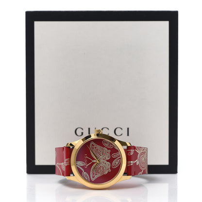 Gucci Stainless Steel Calfskin 38mm G-Timeless Butterfly Quartz Watch Red 5 of 5