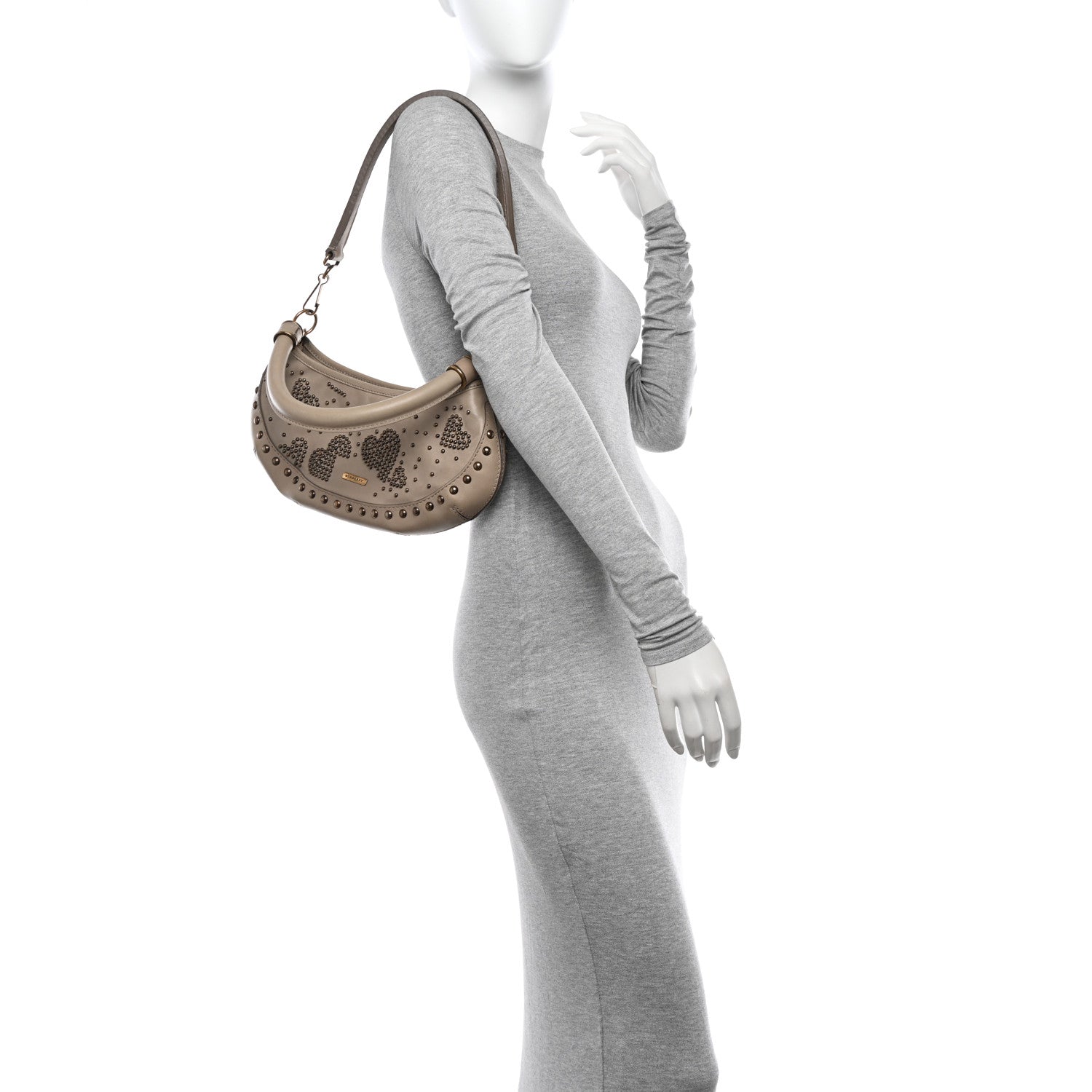 Burberry Calfskin Heart Studded Shoulder Bag Beige 2 of 15