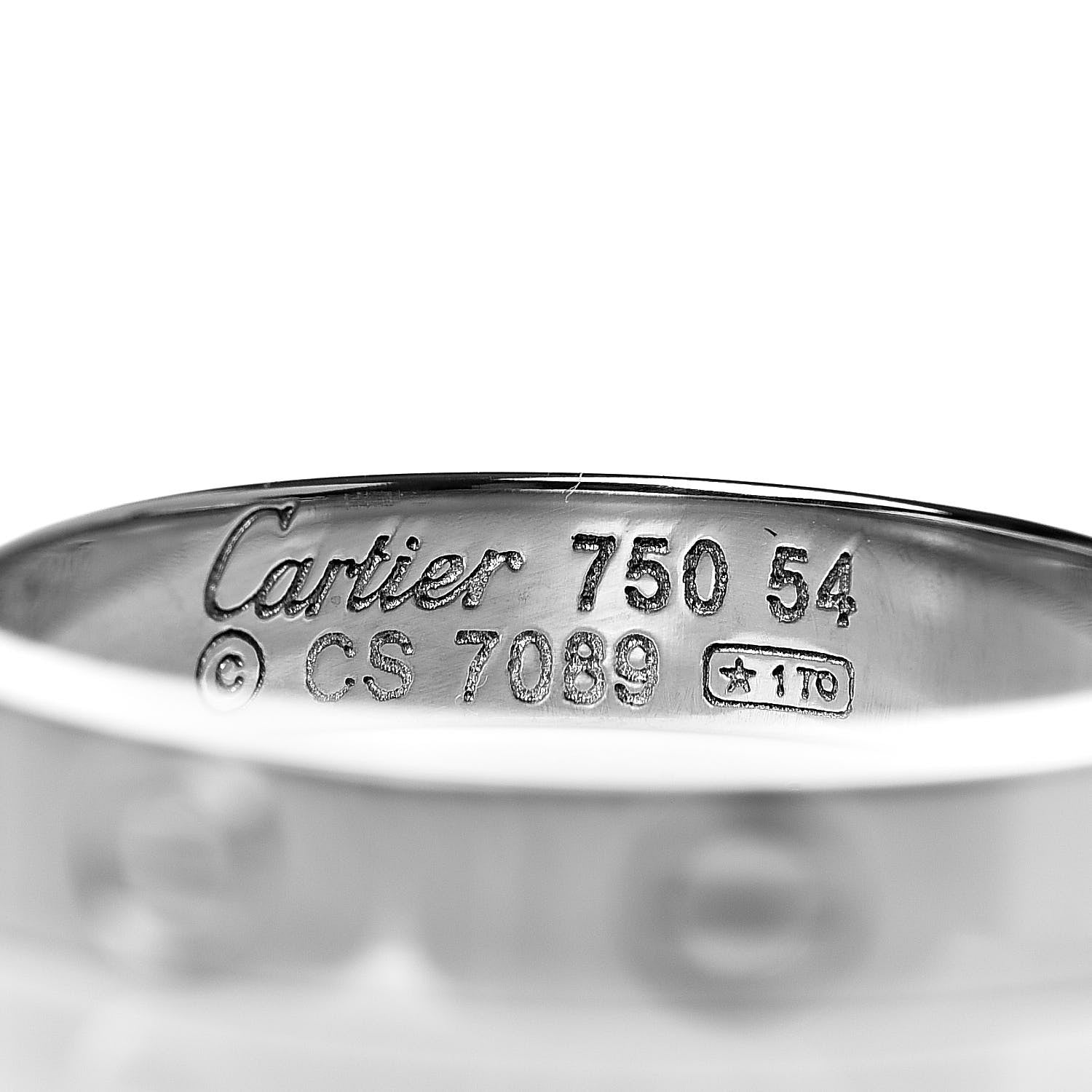 Cartier 18K White Gold 3.5mm LOVE Wedding Band Ring 54 6.75 4 of 4