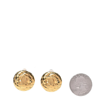 Chanel CC Button Clip On Earrings Gold 2 of 4