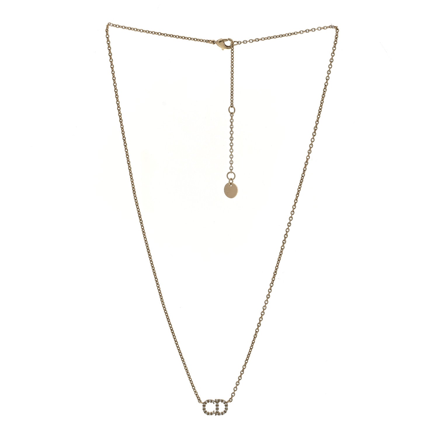 Christian Dior Metal Crystal Clair D Lune Necklace Gold 3 of 7