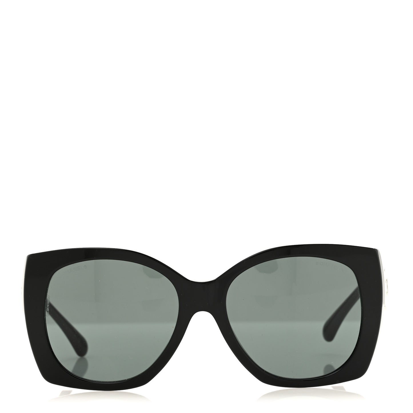 Acetate Square CC Heart Sunglasses 5519-A Black White