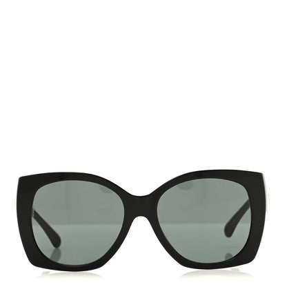 Chanel Acetate Square CC Heart Sunglasses 5519-A Black White 2 of 8