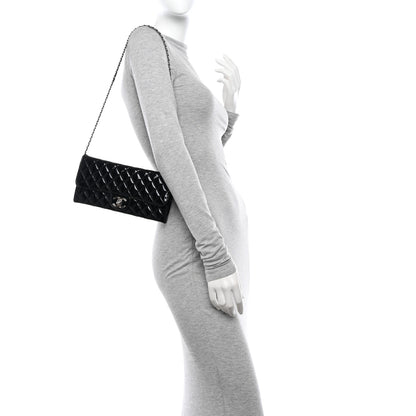 Chanel Patent Calfskin Quilted Flap Clutch With Chain Black 2 of 11