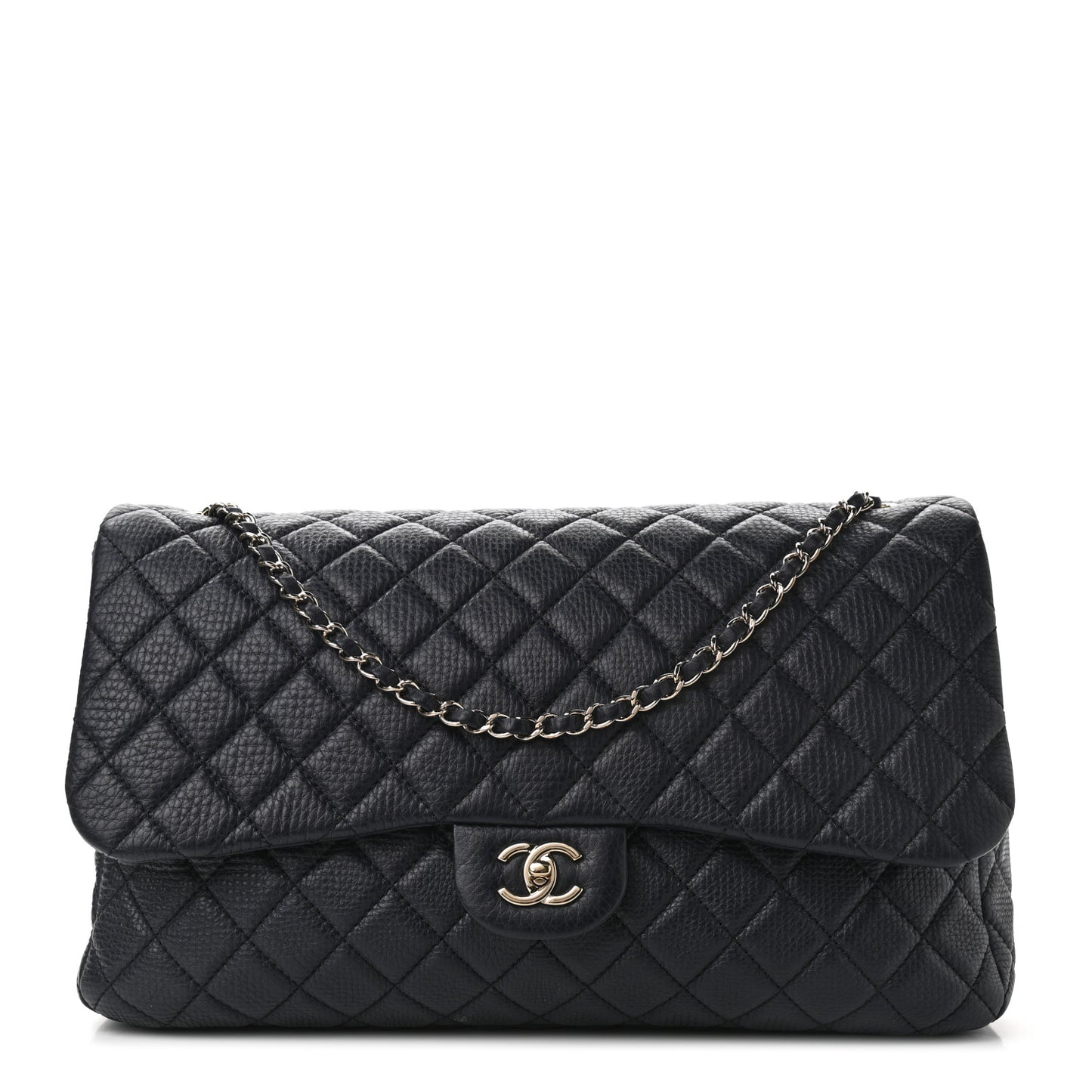 Calfskin Quilted Small XXL Travel Flap Bag Navy