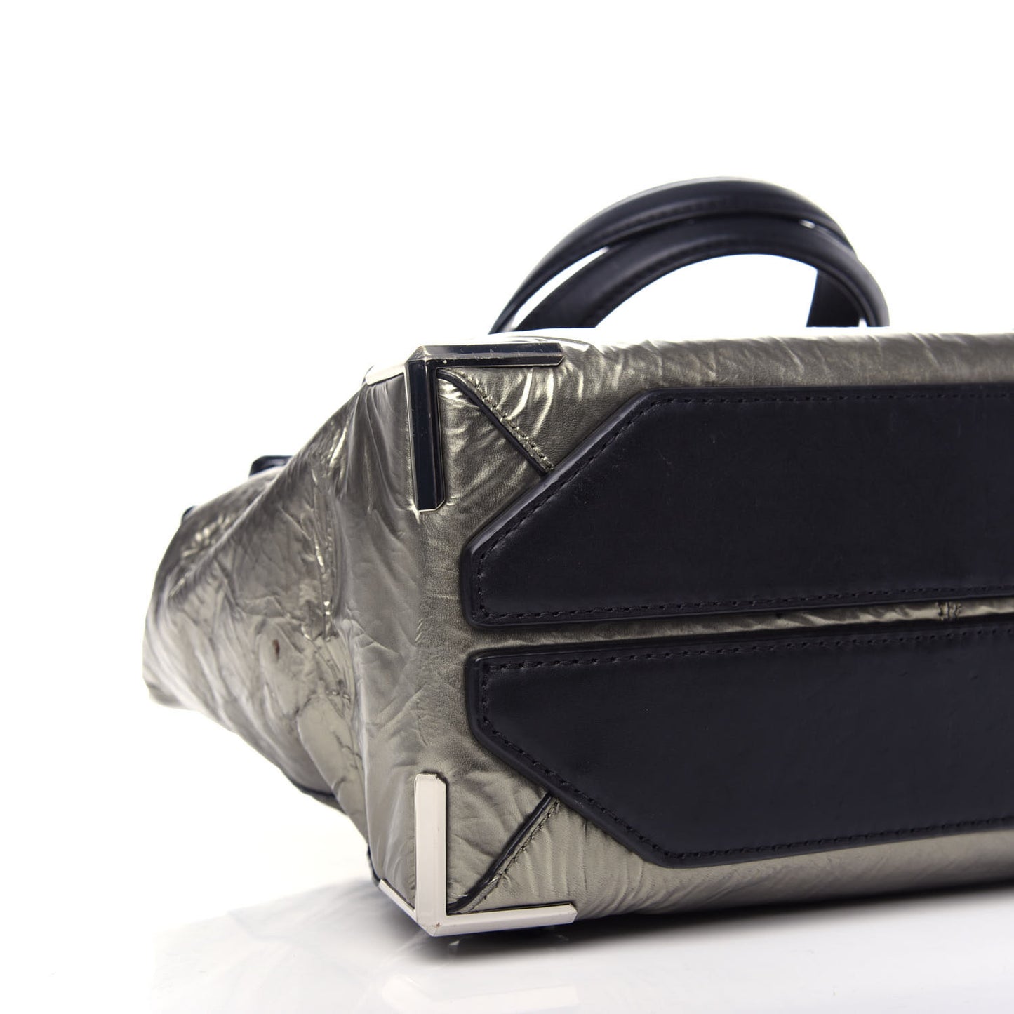 Metallic Crinkled Patent Calfskin Embossed Prisma Fold-Over Backpack Green Nickel Hardware