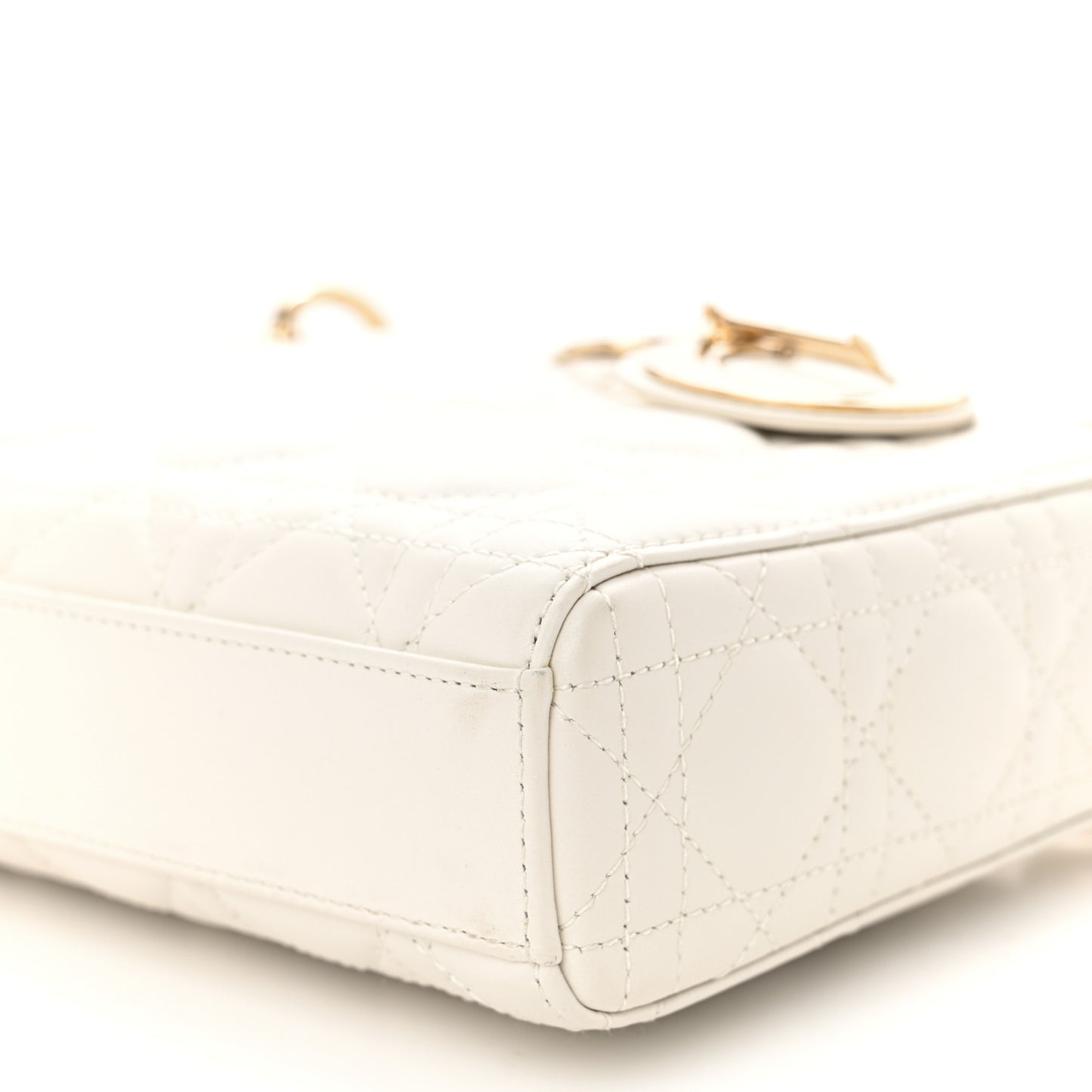 Calfskin Cannage Lady D-Joy White
