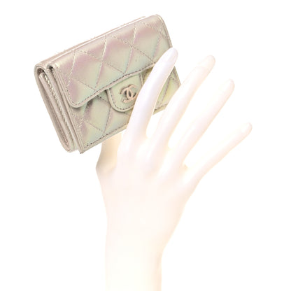 Chanel Iridescent Lambskin Quilted Double Flap Wallet Ivory 2 of 13