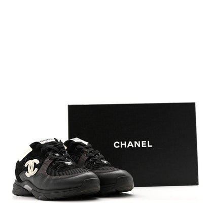 Chanel Mesh Suede Grained Calfskin Womens CC Sneakers 41 Black White 14 of 14