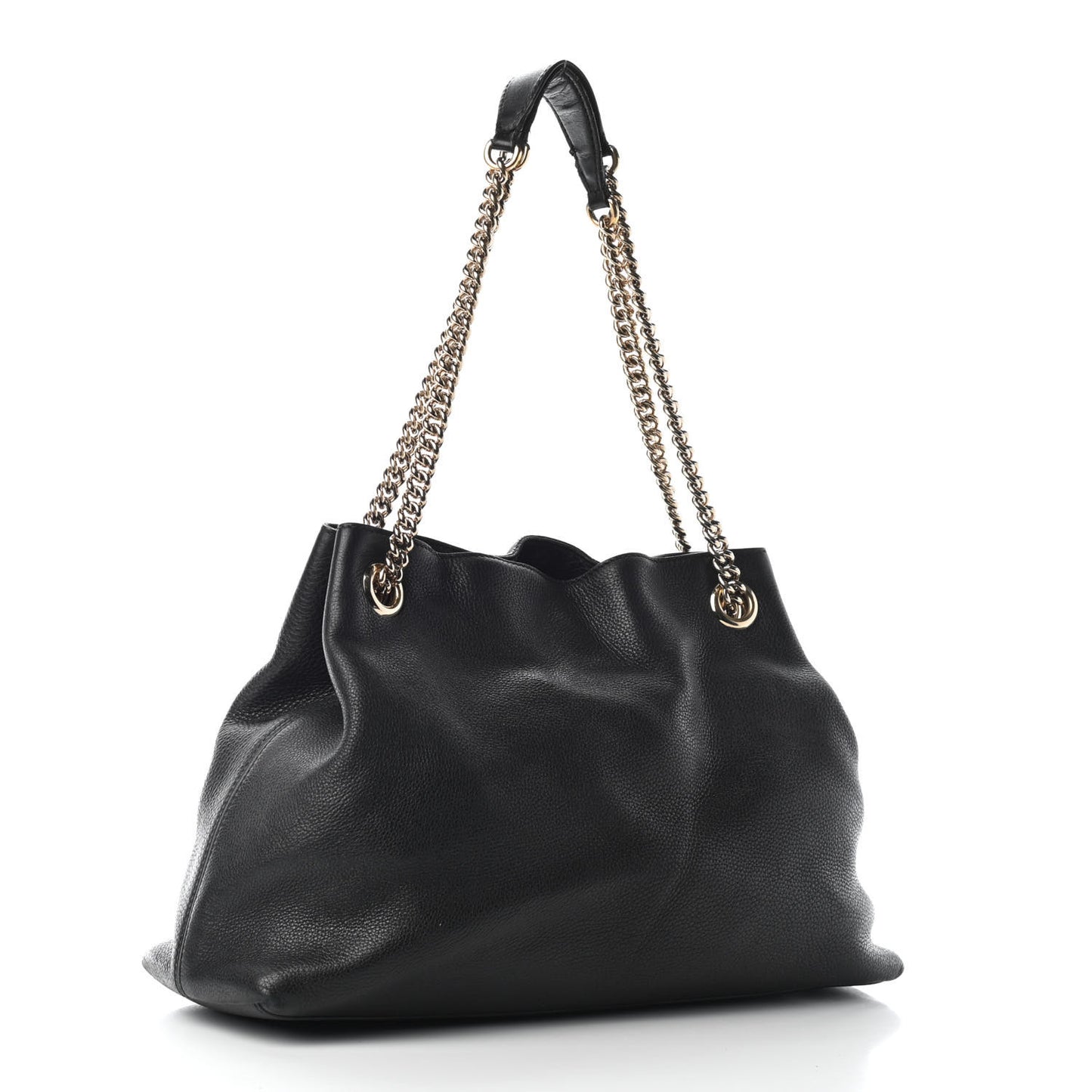 Pebbled Calfskin Medium Soho Chain Shoulder Bag Black
