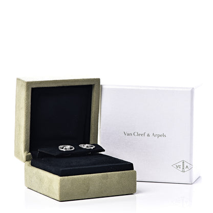 Van Cleef & Arpels 18K White Gold Diamond Boutonniere Button Earrings 6 of 6
