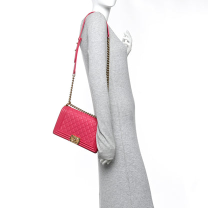 Chanel Lambskin Quilted Medium Boy Flap Fuchsia 2 of 14