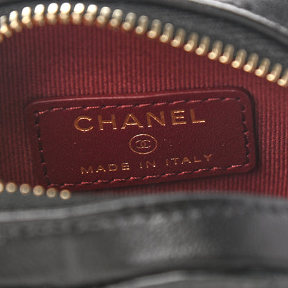 Chanel Lambskin Quilted CC In Love Heart Zipped Arm Coin Purse Black 6 of 8