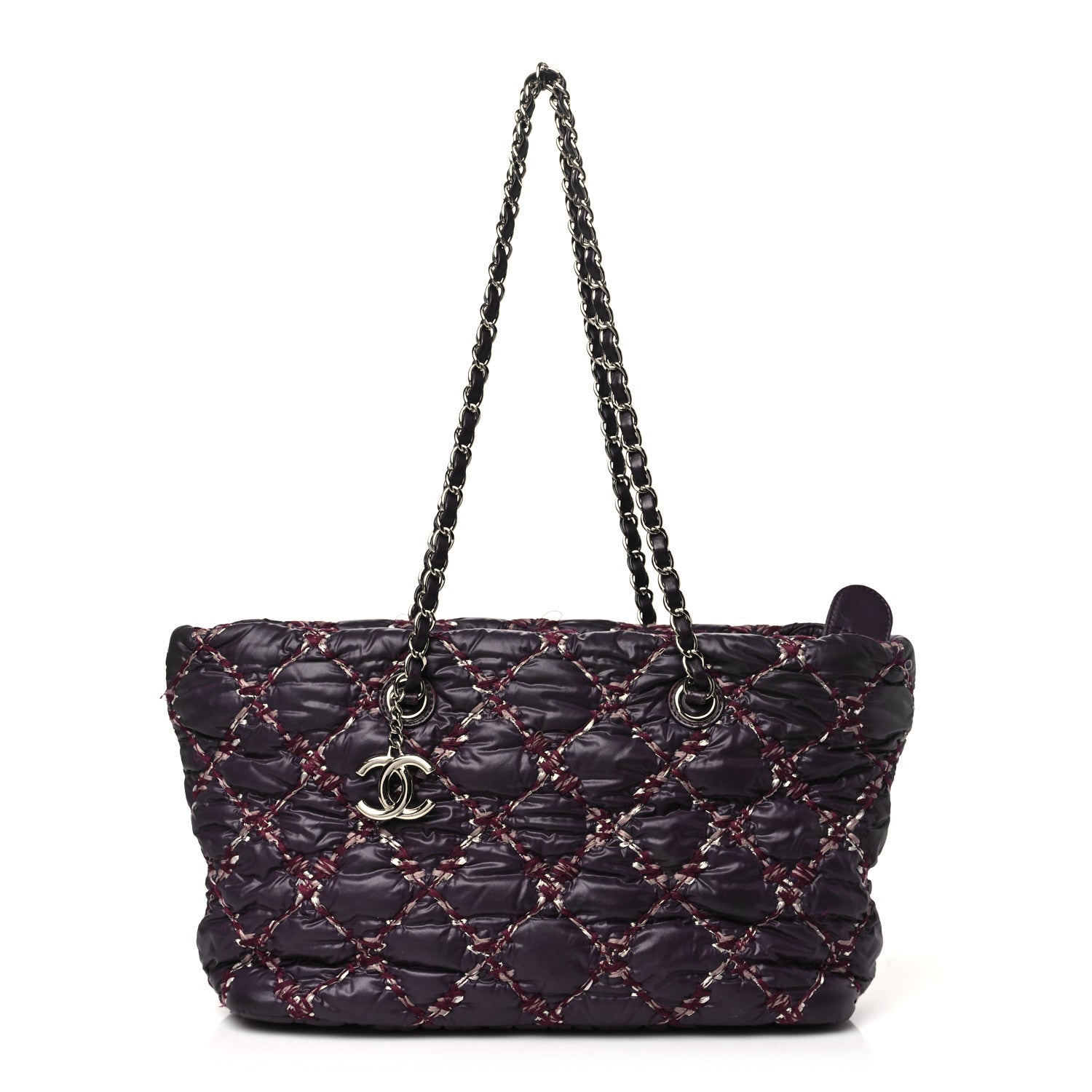 Chanel Nylon Quilted Tweed Stitch Bubble Camera Case Purple 1 of 11