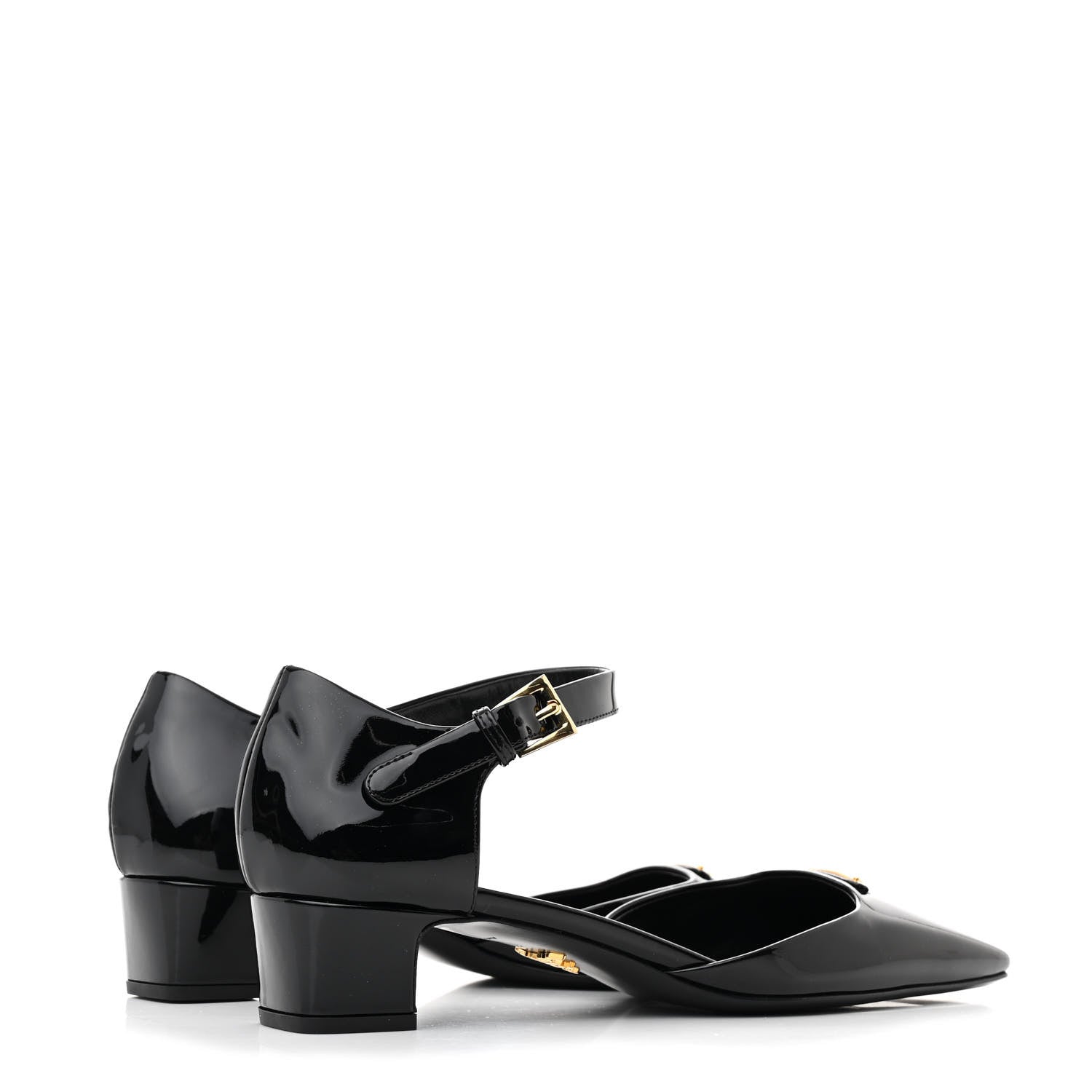 Prada Vernice Triangle Squared Toe 35mm Pumps 37.5 Black 5 of 9