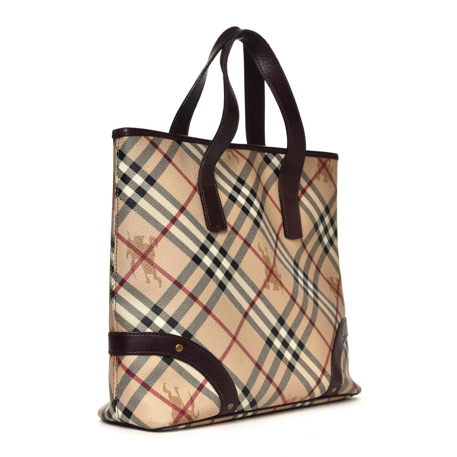 Burberry Haymarket Check Studded Large Tote Chocolate 5 of 19
