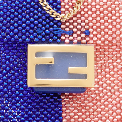 Fendi Glass Beaded Mini Pico Baguette Charm Blue Salmone 6 of 8