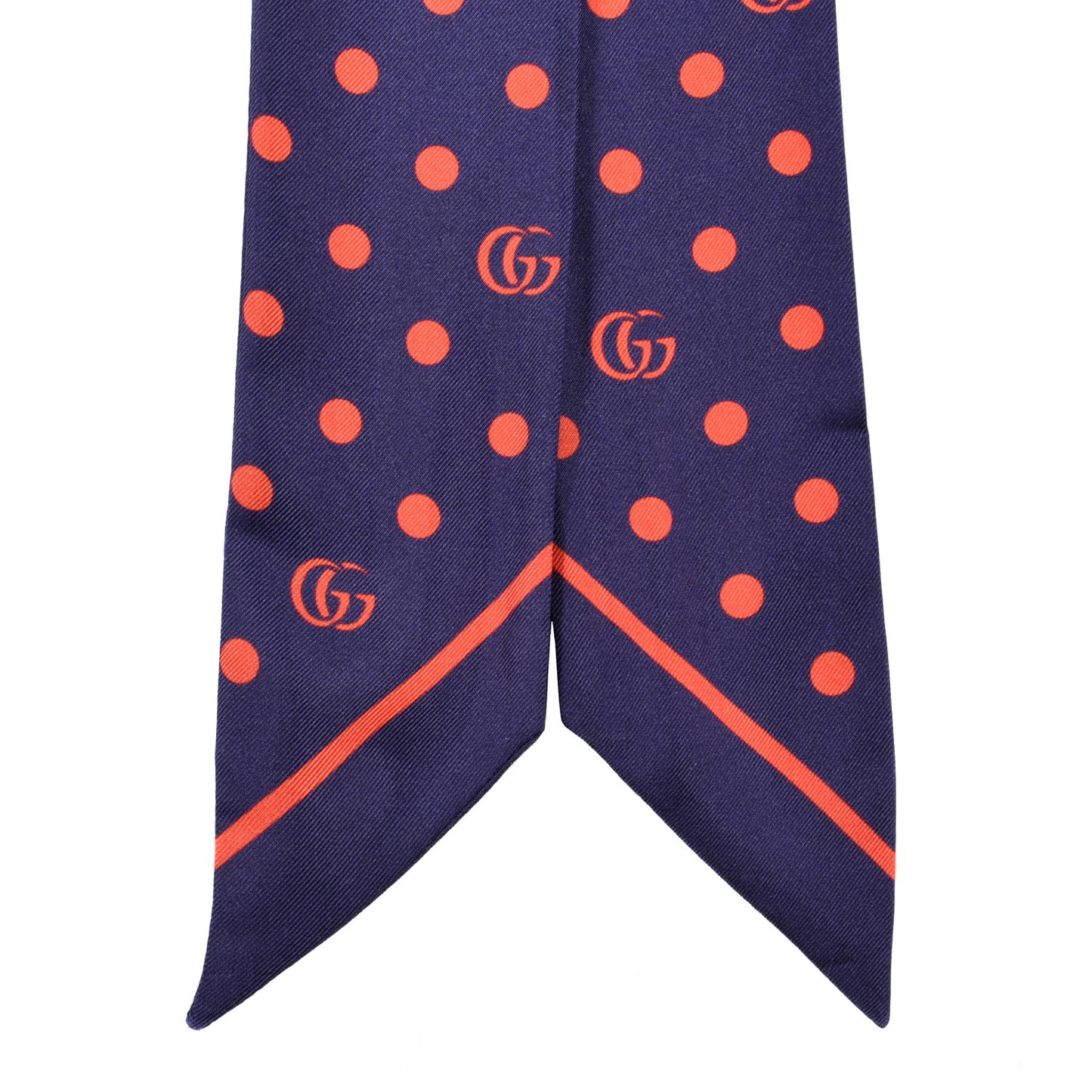 Silk Twill Dotsy Neck Bow Scarf Sapphire Red