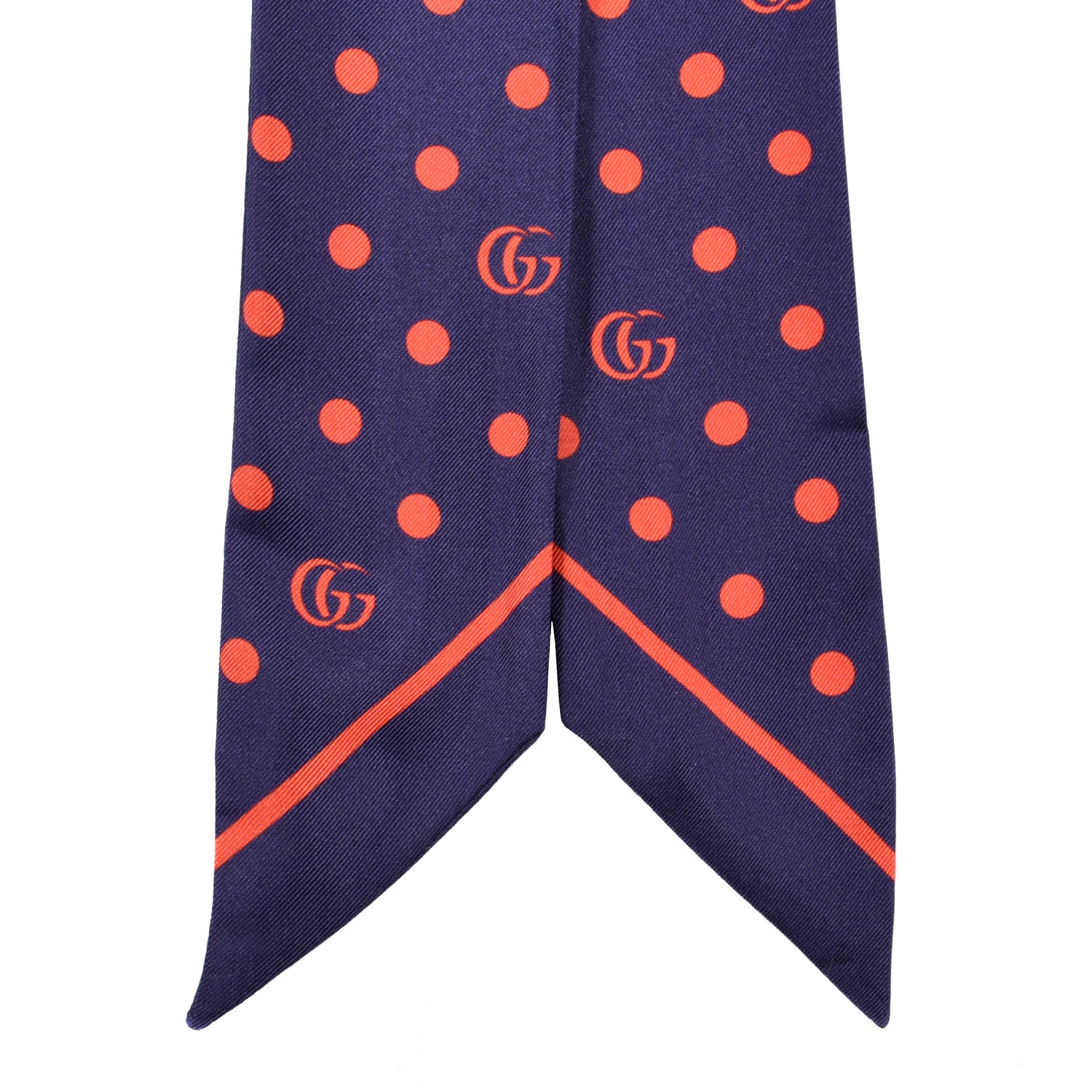 Gucci Silk Twill Dotsy Neck Bow Scarf Sapphire Red 2 of 3
