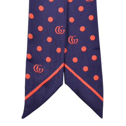 Gucci Silk Twill Dotsy Neck Bow Scarf Sapphire Red 2 of 3