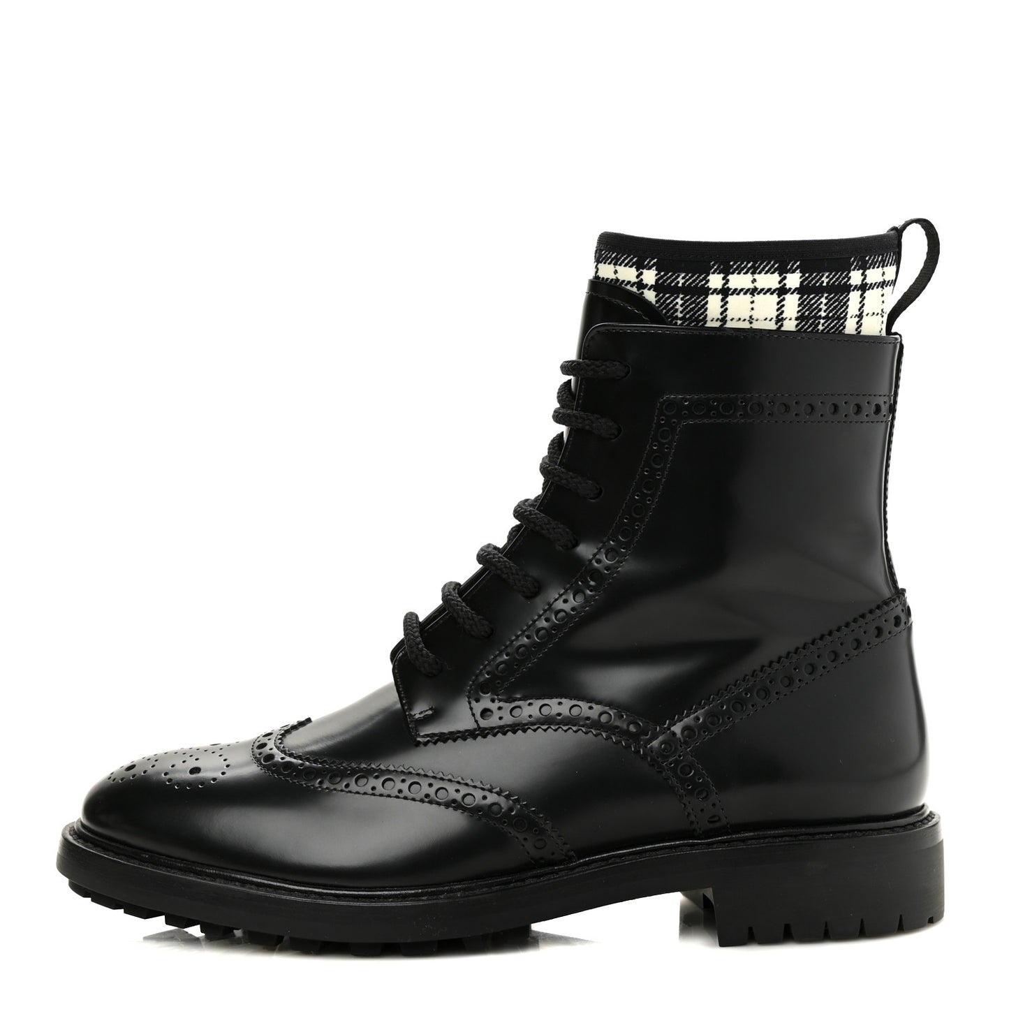 Calfskin Tartan D-Order Low Boot 38 Black White