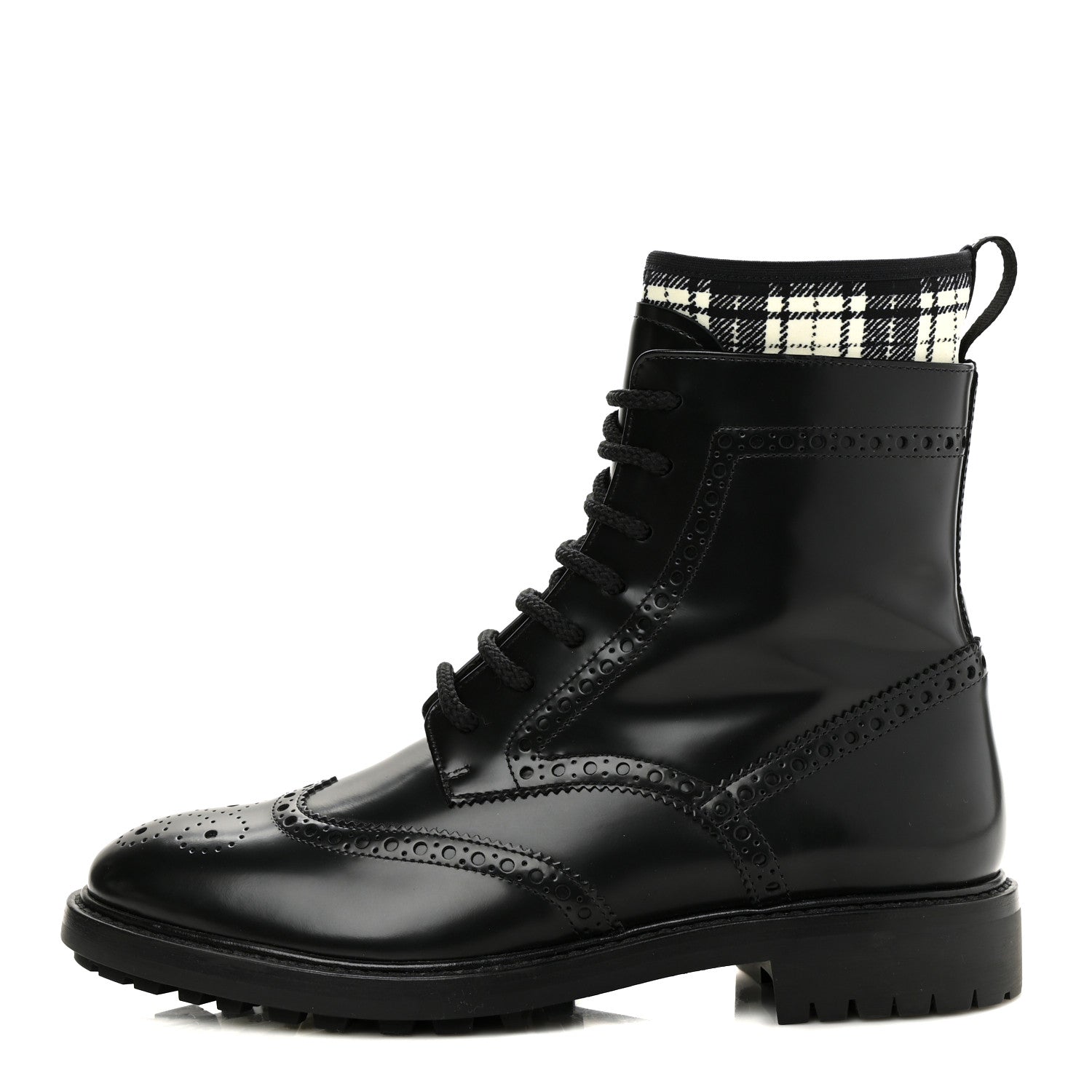 Christian Dior Calfskin Tartan D-Order Low Boot 38 Black White 1 of 10