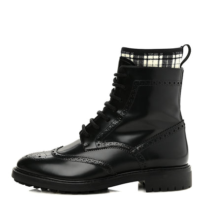 Christian Dior Calfskin Tartan D-Order Low Boot 38 Black White 1 of 10