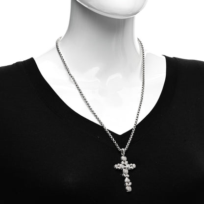David Yurman Sterling Silver Diamond Mosaic Cross Pendant Necklace 2 of 4