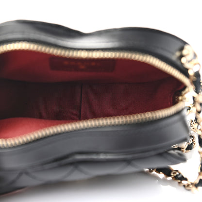 Chanel Lambskin Quilted CC In Love Heart Clutch With Chain Black 5 of 11
