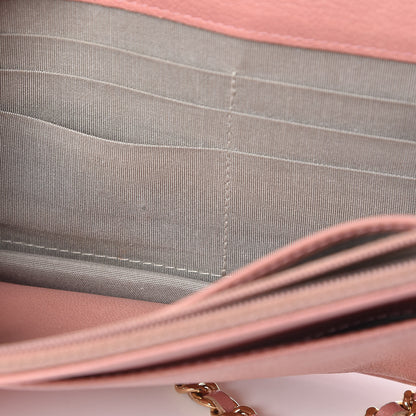Chanel Goatskin Embossed Camellia Wallet On Chain WOC Light Pink 10 of 21