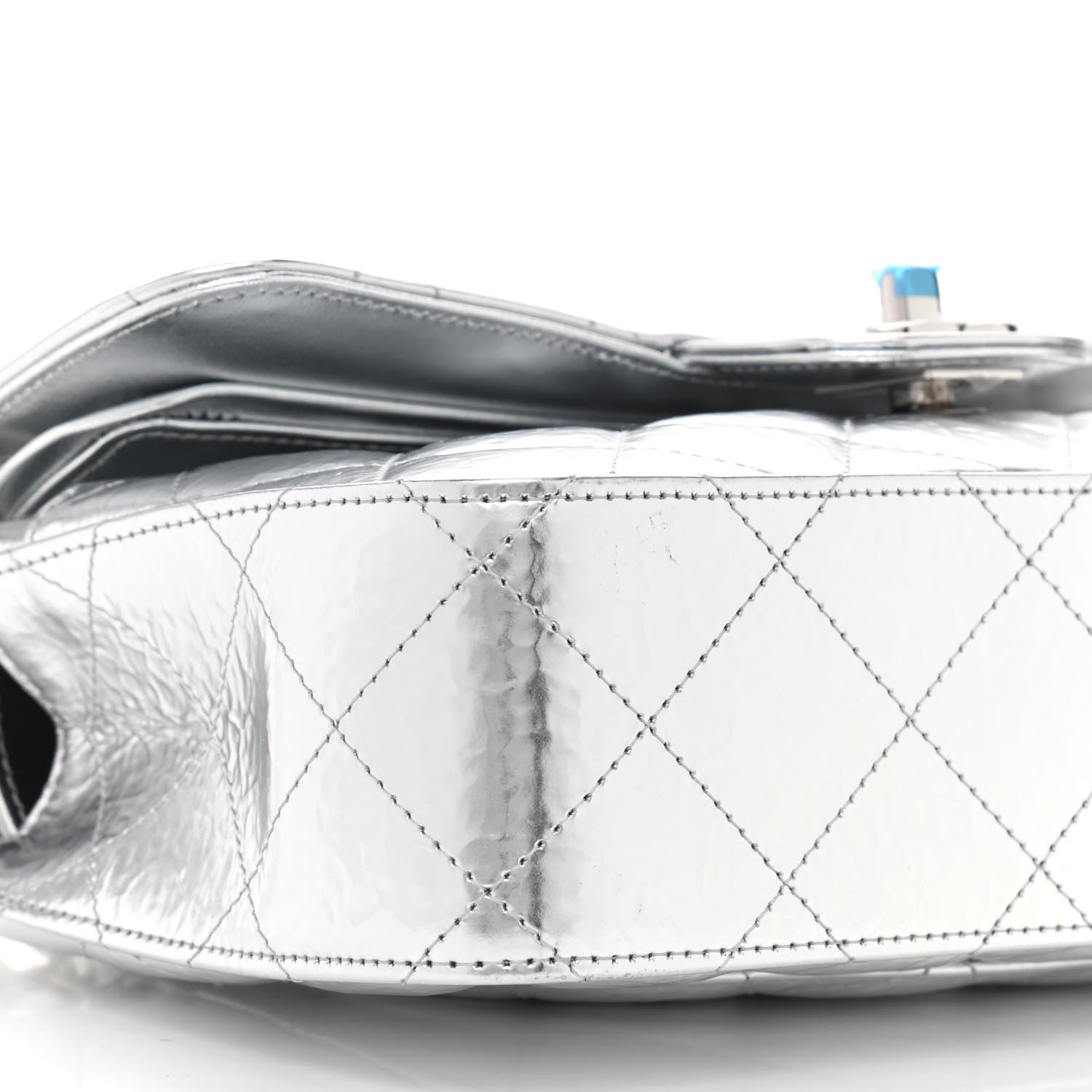 Chanel Hammered Metallic Calfskin Quilted Small Double Flap Silver 7 of 8