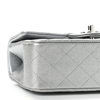 Chanel Metallic Caviar Quilted Mini Top Handle Rectangular Flap Silver 9 of 11