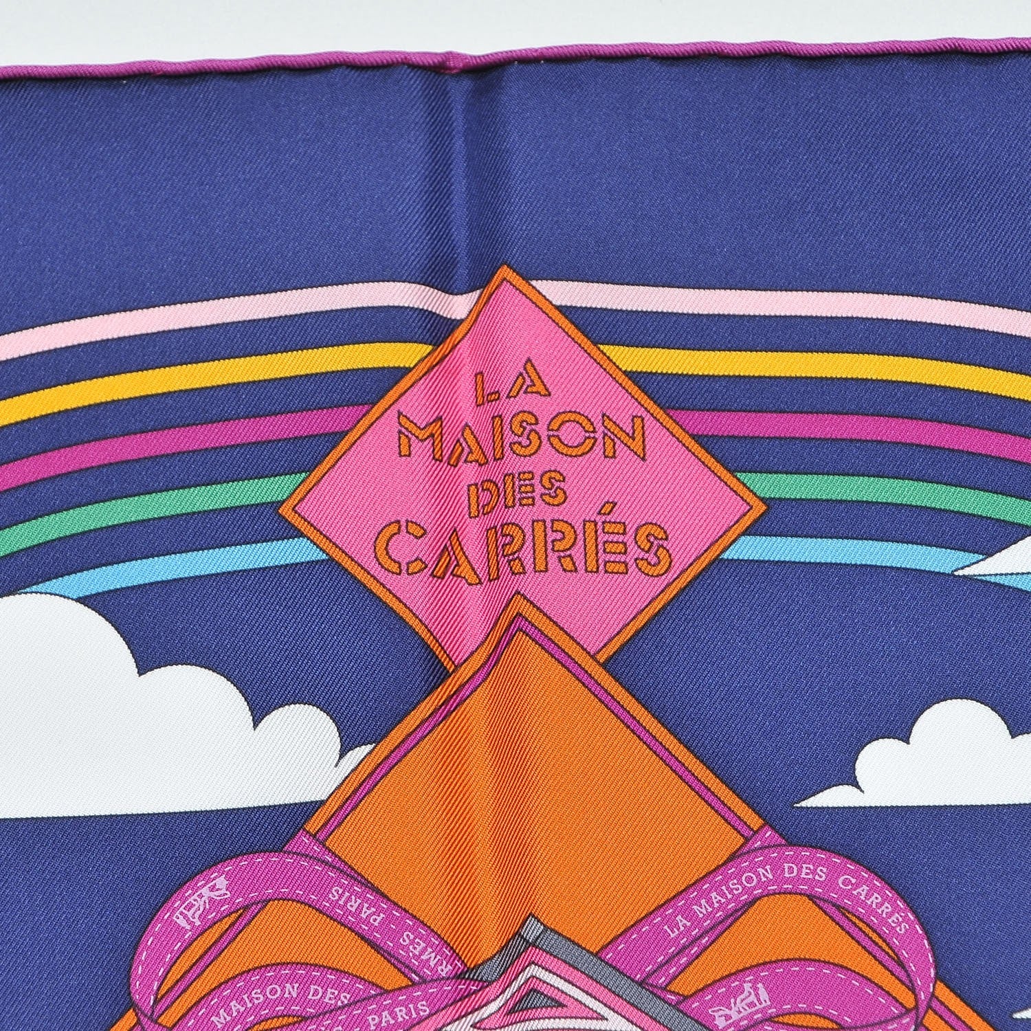 Hermes Silk La Maizeon Des Carres Scarf 90 Marine Rose Vert 7 of 9