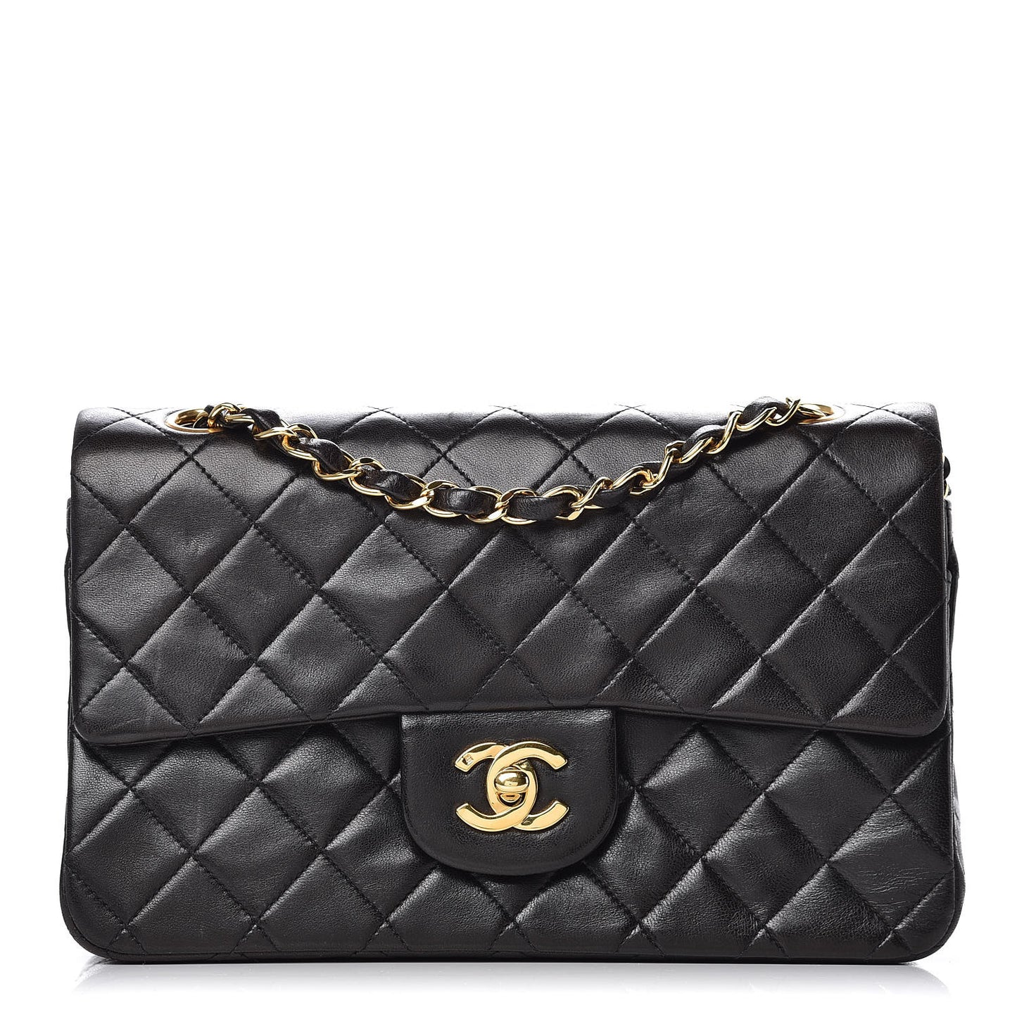 Lambskin Quilted Small Double Flap Black
