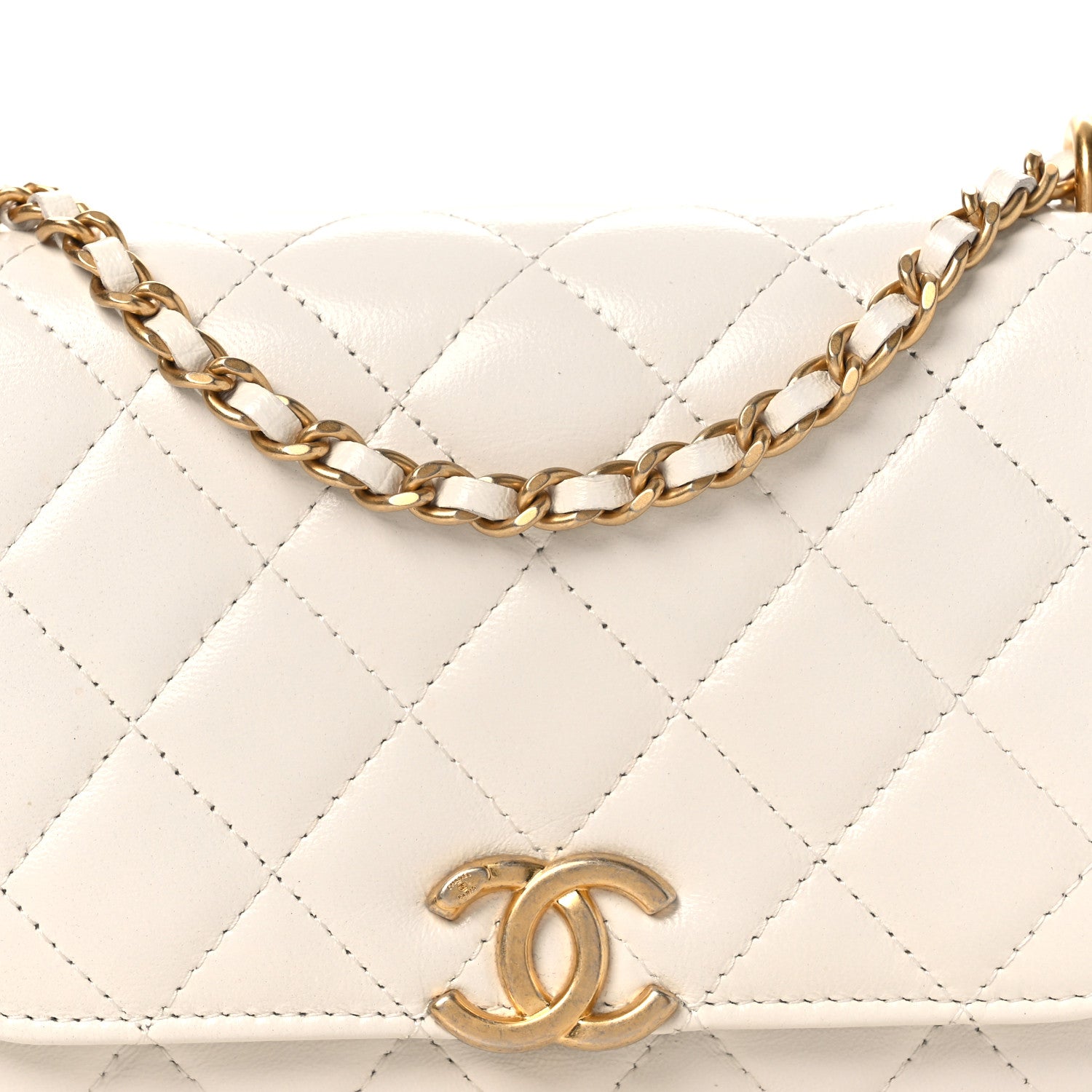 Chanel Shiny Lambskin Flap Clutch With Chain White 8 of 13