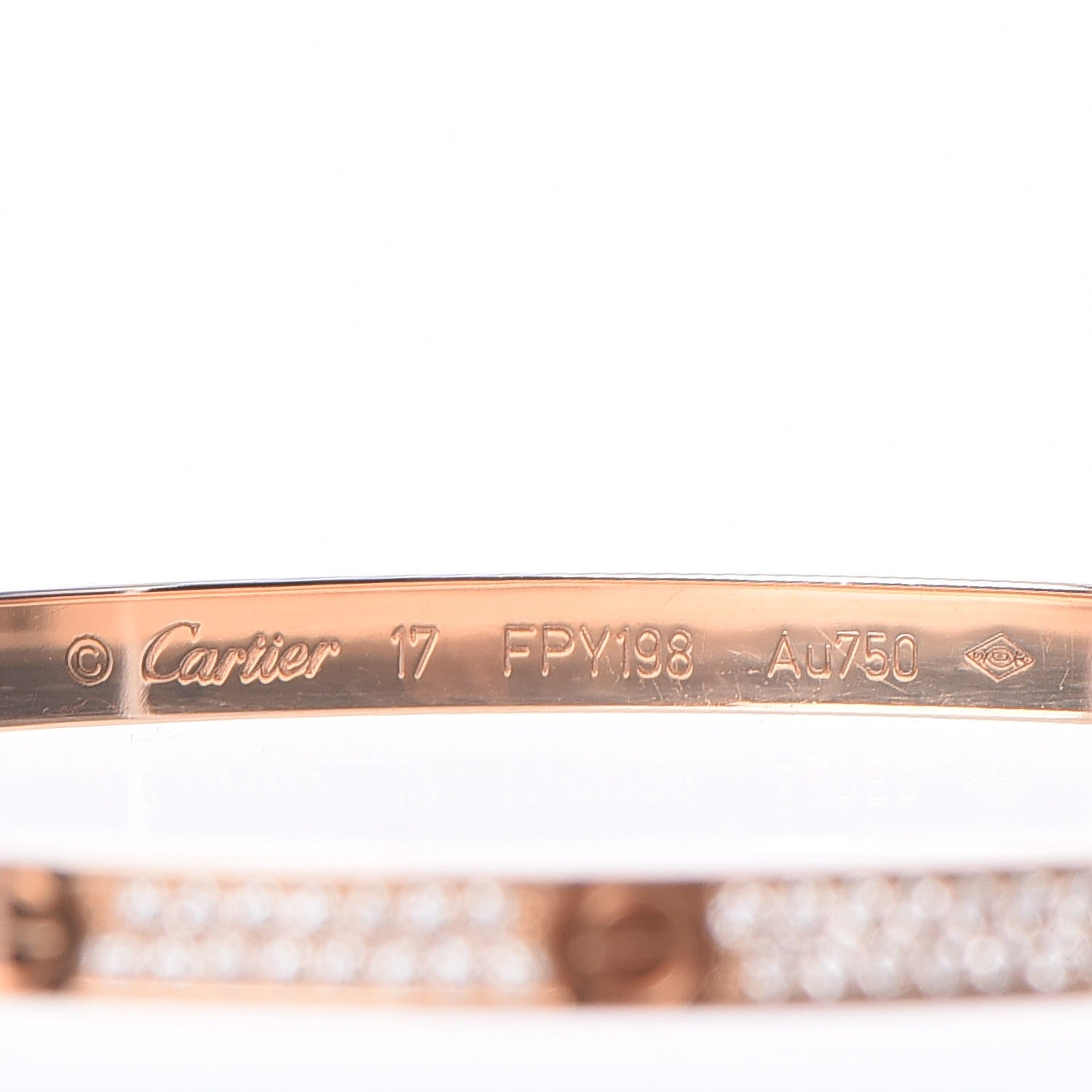 Cartier 18K Pink Gold Diamond Small LOVE Paved Bracelet 17 3 of 5