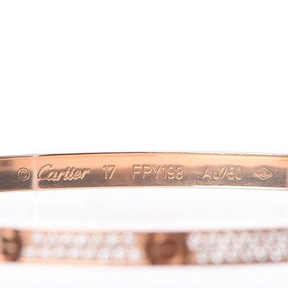 Cartier 18K Pink Gold Diamond Small LOVE Paved Bracelet 17 3 of 5