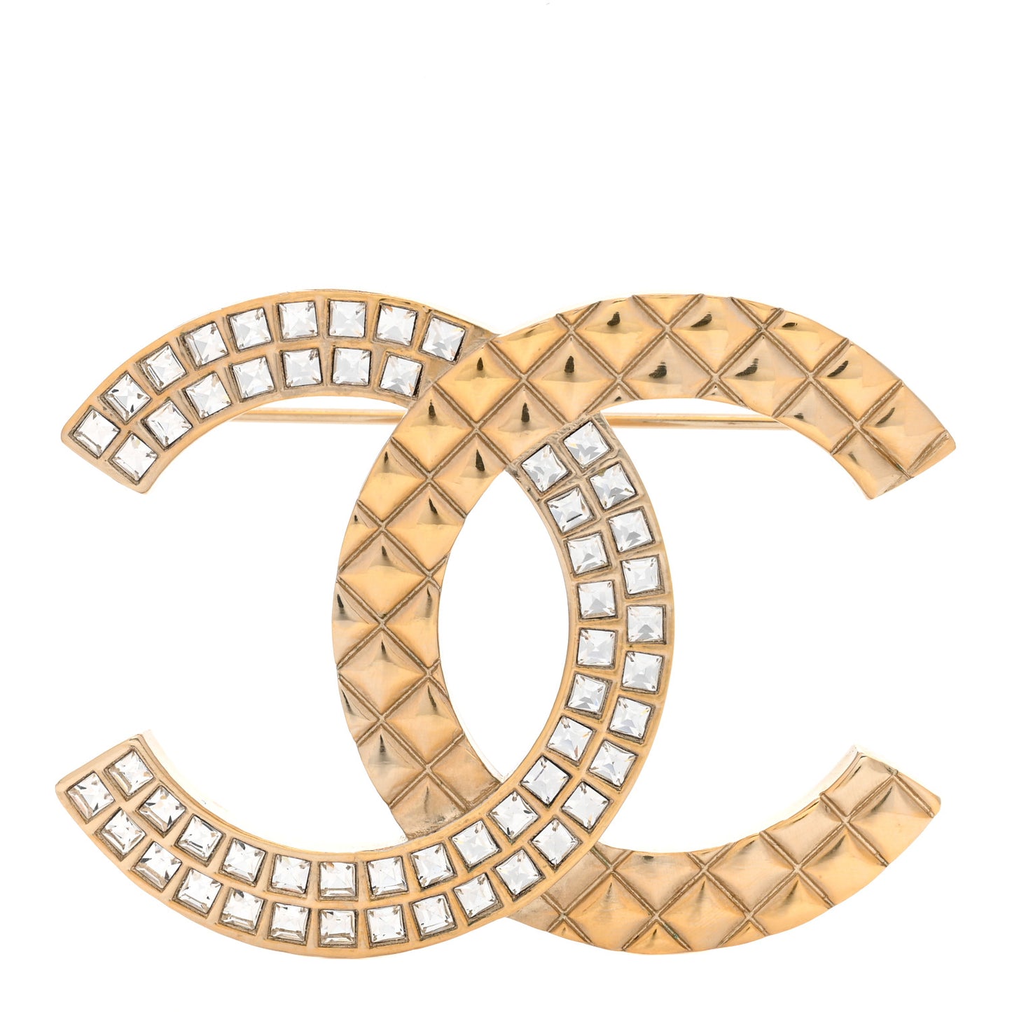 Crystal CC Mini Brooch Gold